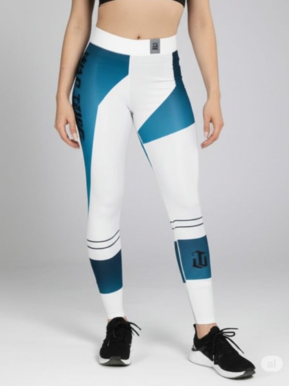 War Tribe Women’s Martial Arts Leggings – Gradient Blue & White, Size Small